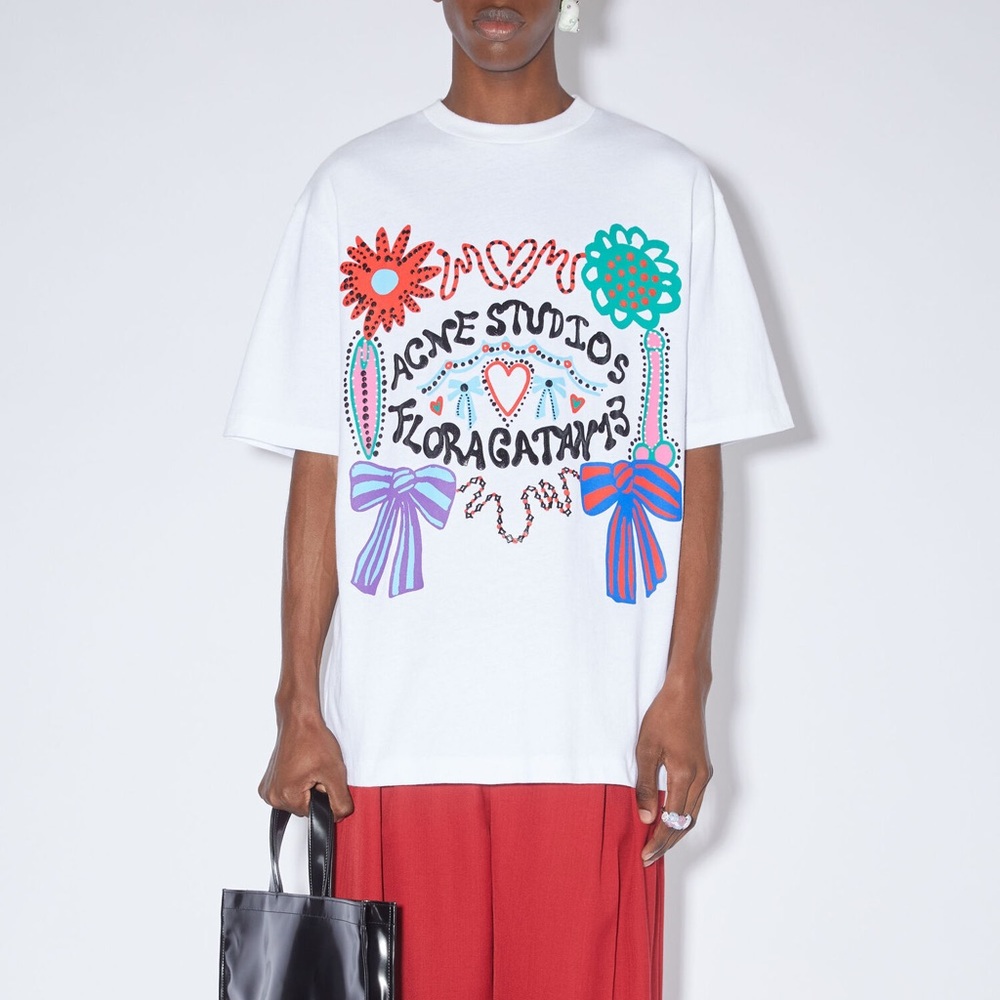 Acne studios floral bow screen print tshirt size small